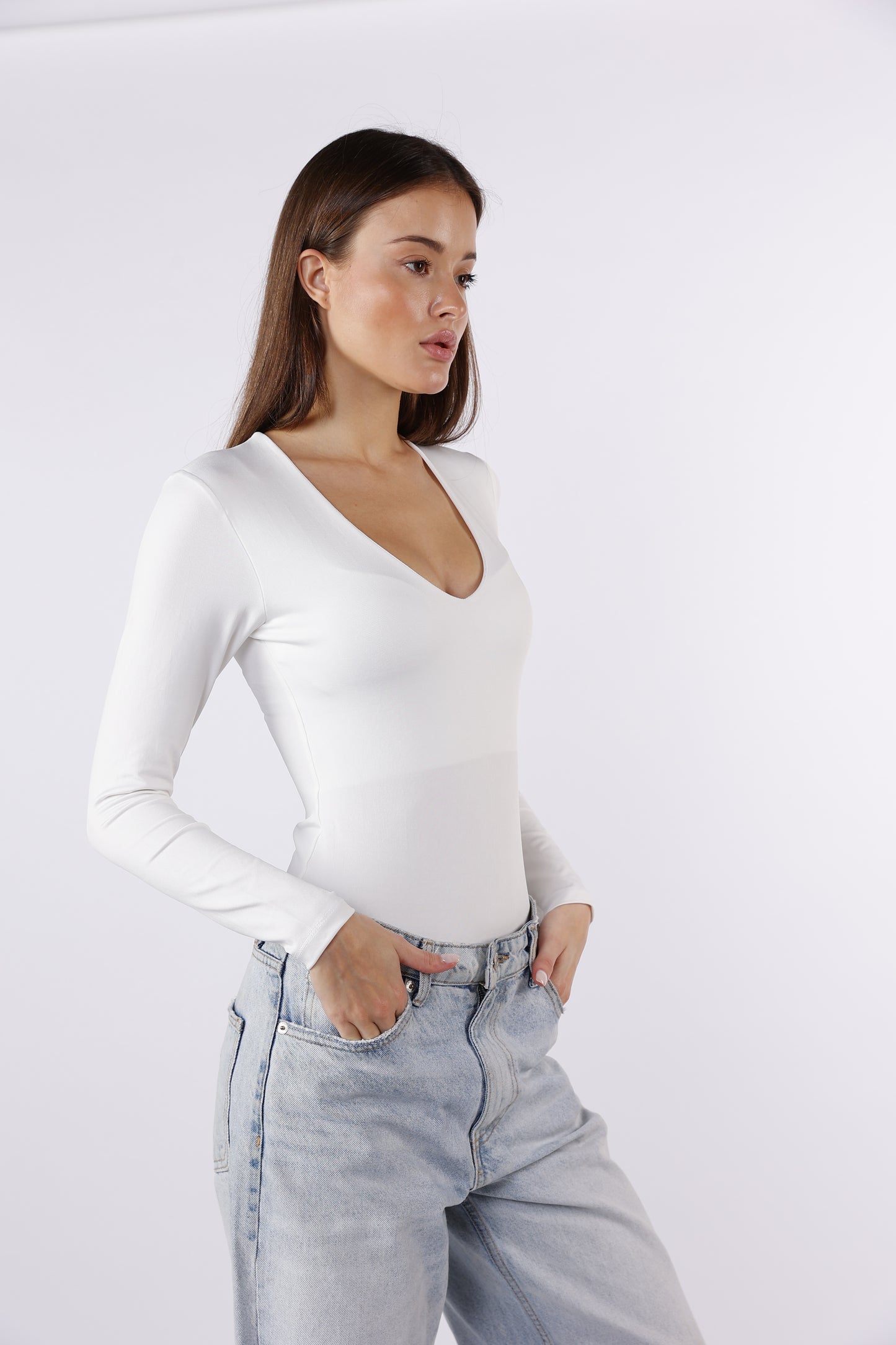 Long Sleeve V-Neck Bodysuit
