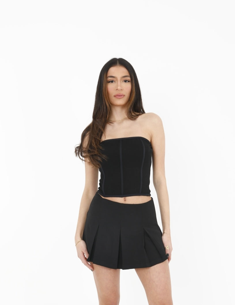 Black Pleated Mini Skirt