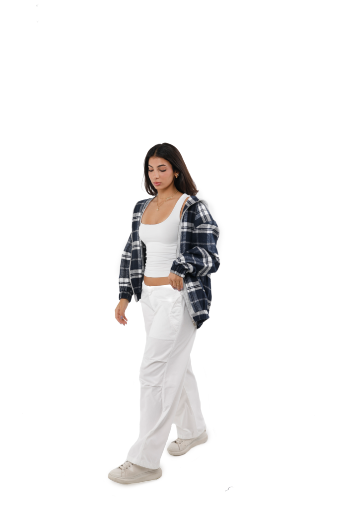 Navy x Grey Hooded Flannel