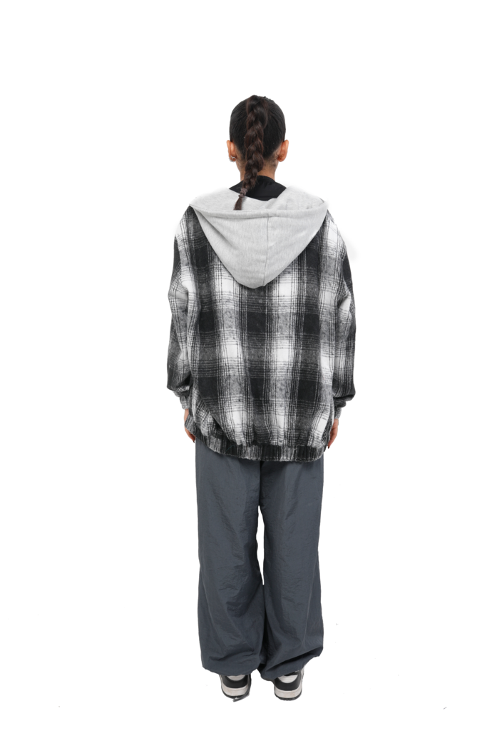 Black x Grey Hooded Flannel