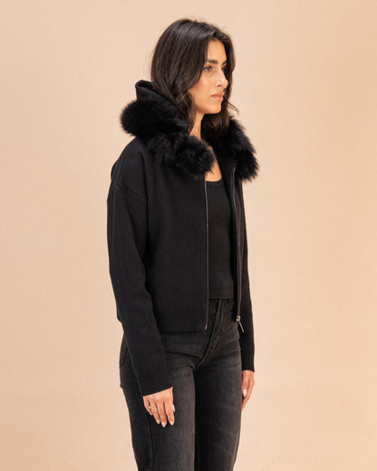 Fur Hoodie Zip Up