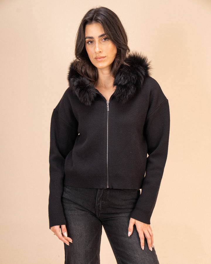 Fur Hoodie Zip Up