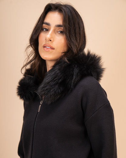 Fur Hoodie Zip Up