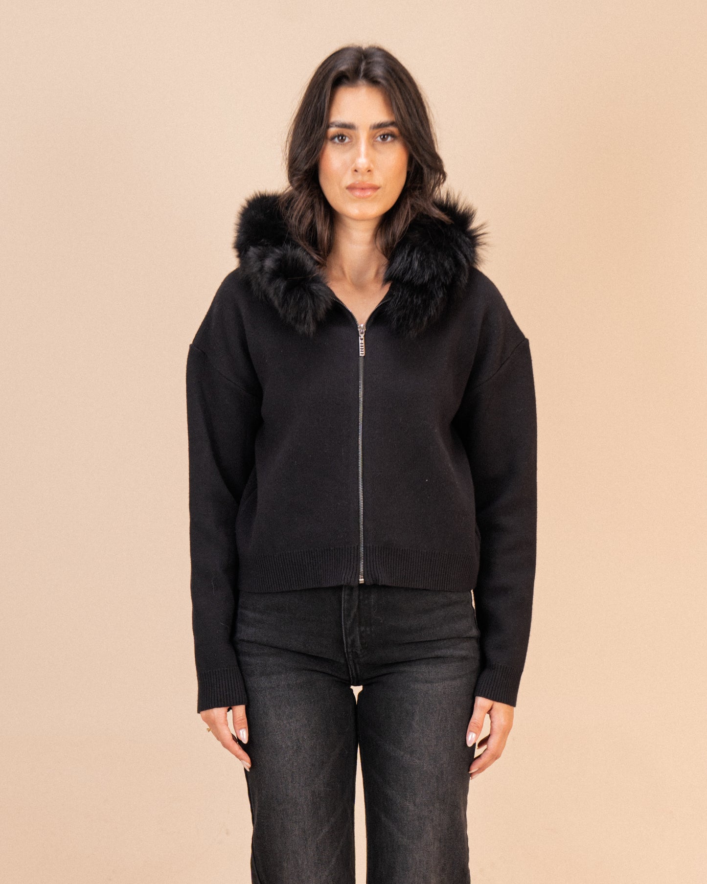 Fur Hoodie Zip Up