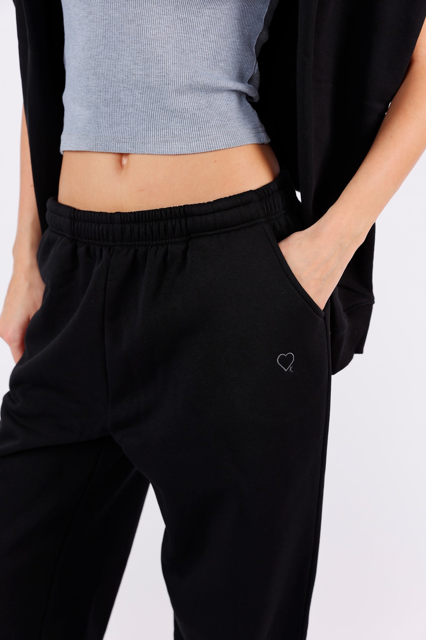 Heart Embroidered Sweatpants