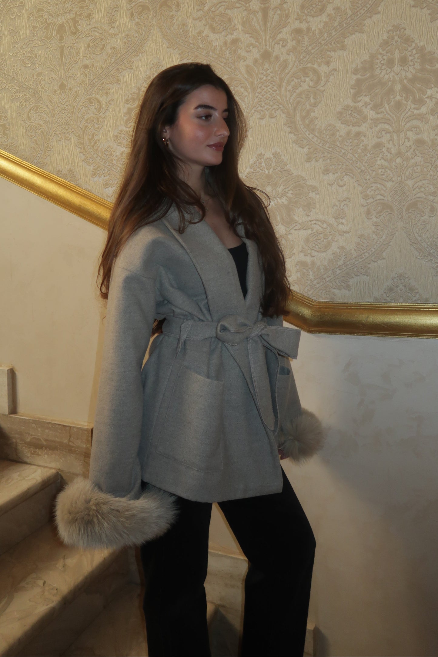 Fur Cuff Coat