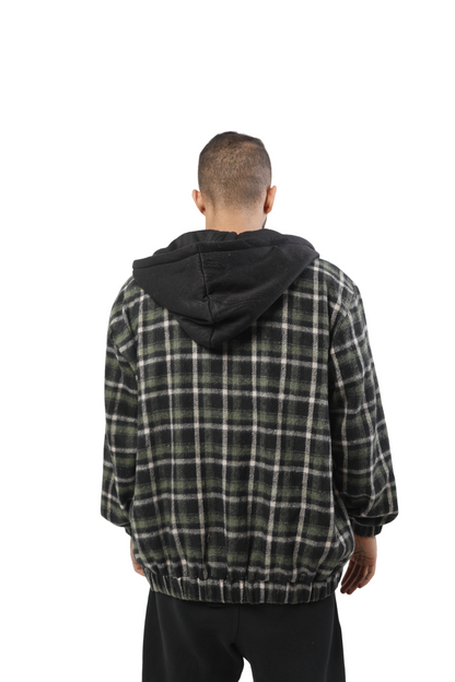 Green x Black Hooded Flannel