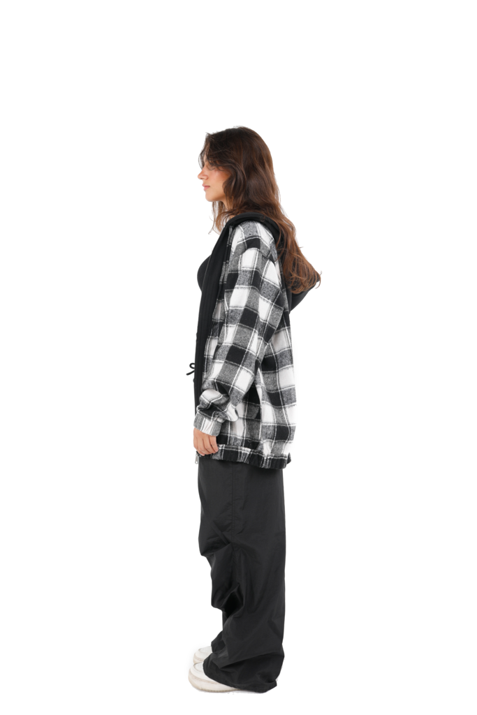Black x White Hooded Flannel