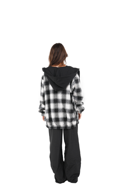 Black x White Hooded Flannel