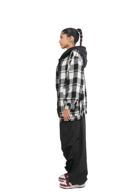 White x Black Hooded Flannel